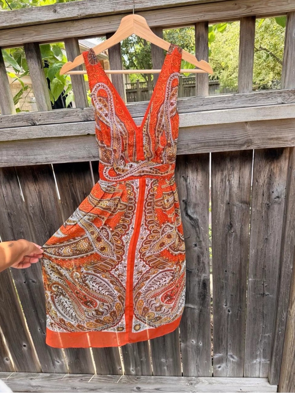 Smart Set Orange Paisley V-Neck Midi Dress